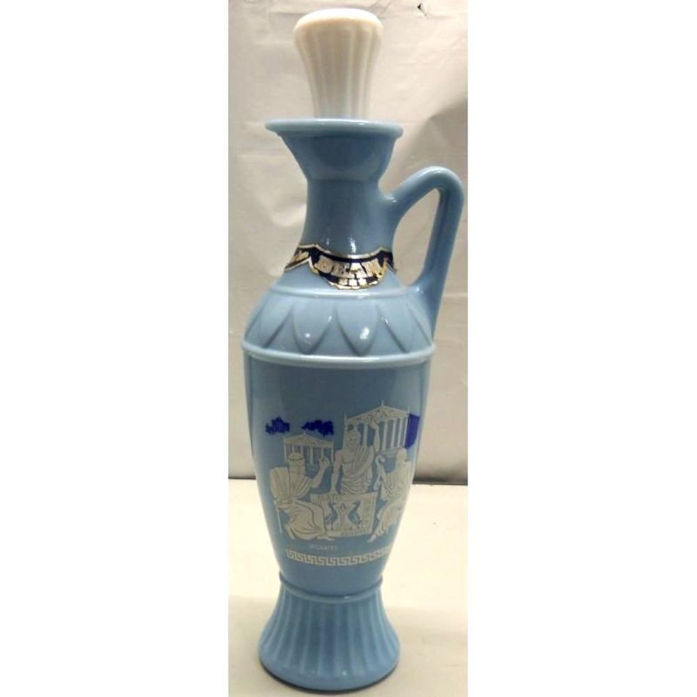 Vintage Jim Beam Grecian Blue Milk Glass Decanter